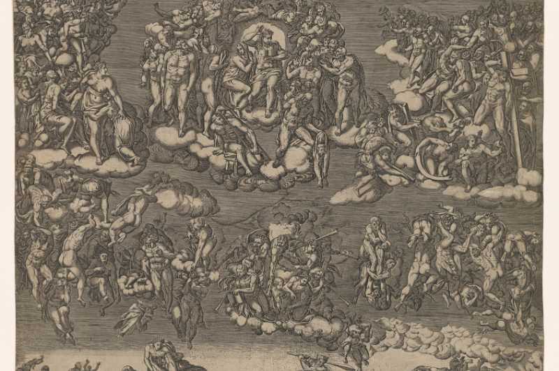 Фреска «Страшный суд». Гравюра середины XVI века (до цензурных исправлений)